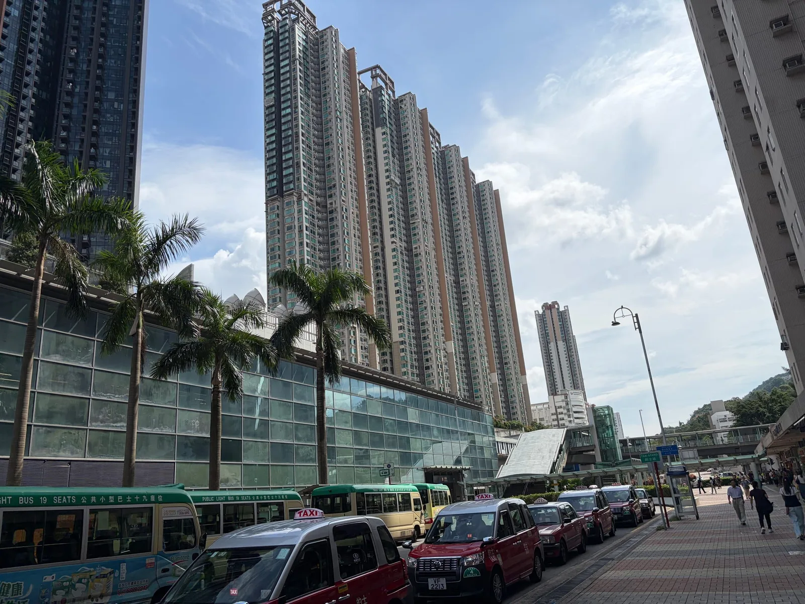 Arriving at where I live: I rent a room on the 51st floor of the first building in the photo.