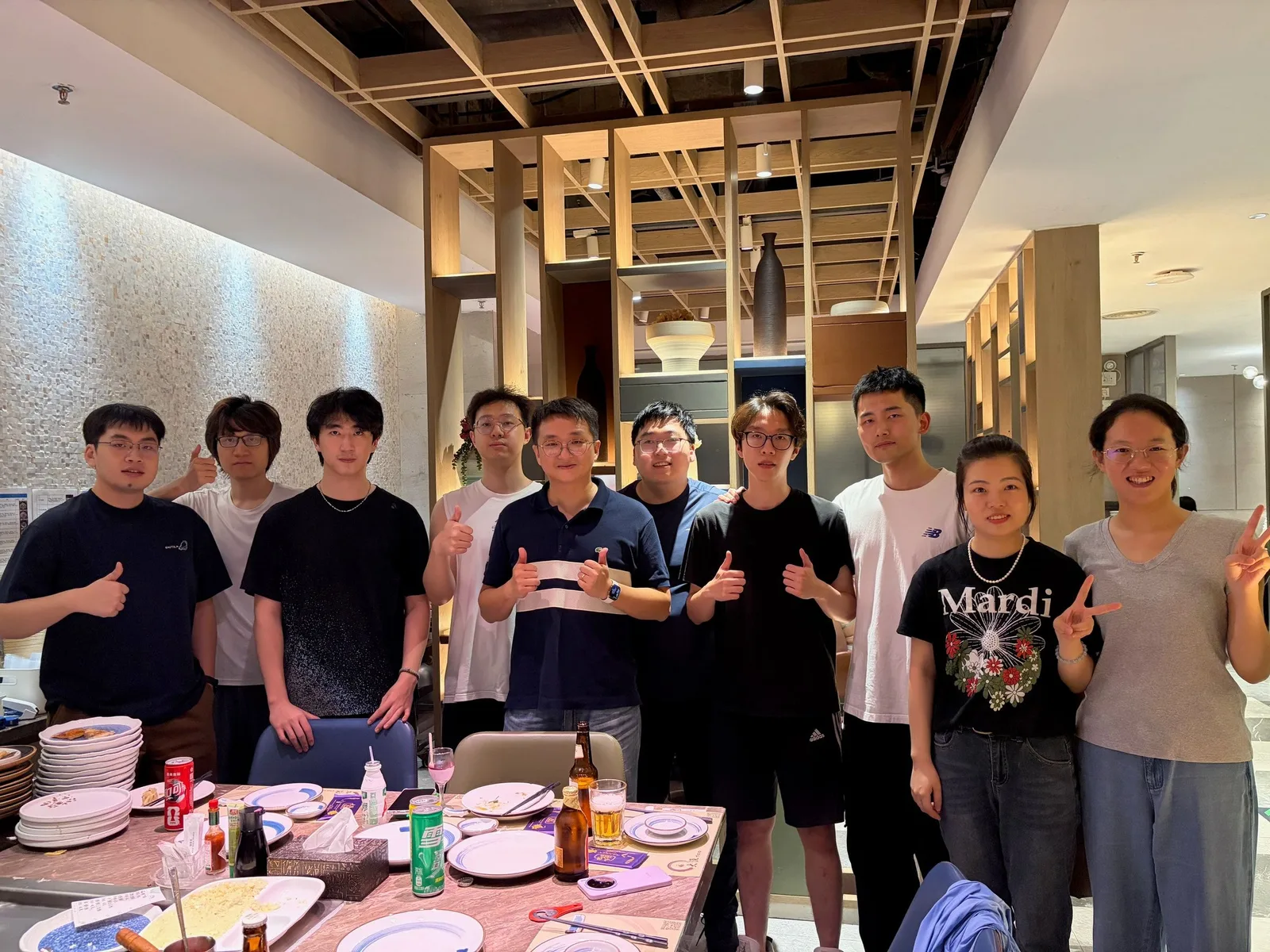 Our whole research team had dinner together.