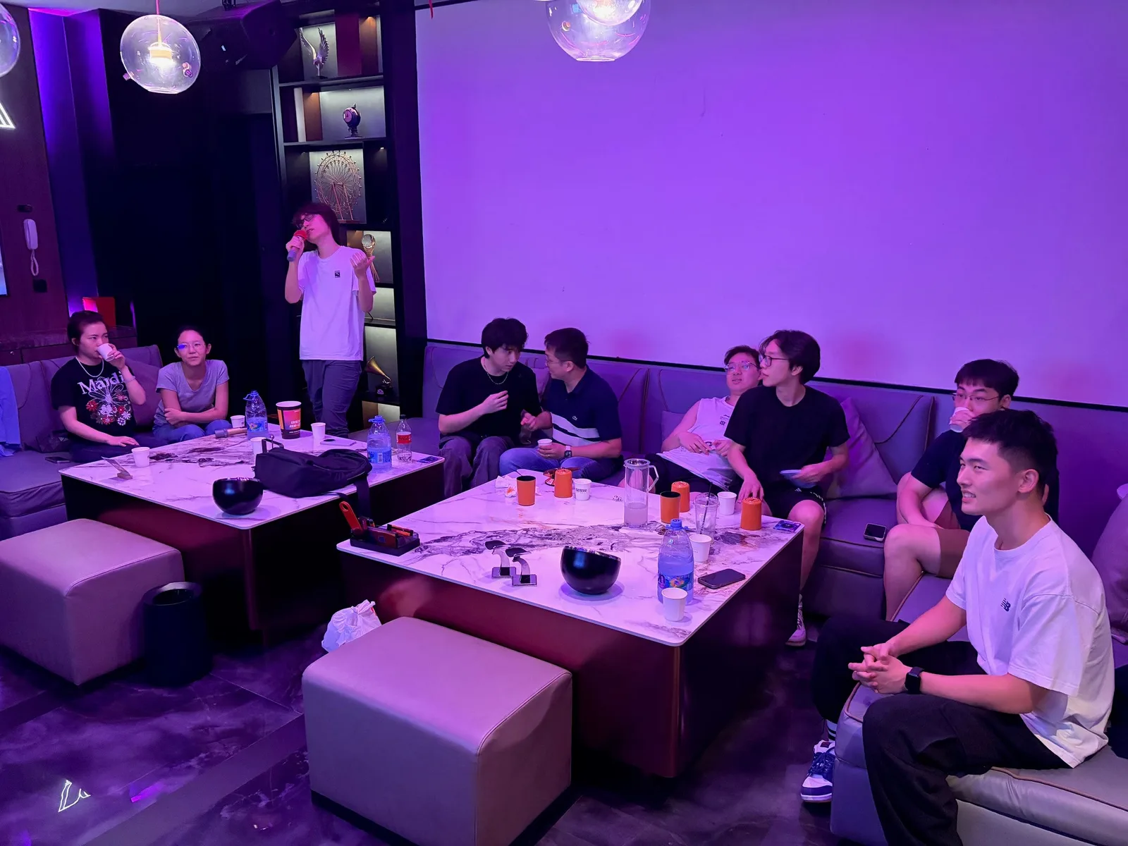 Before dinner, our whole research team went to karaoke together.